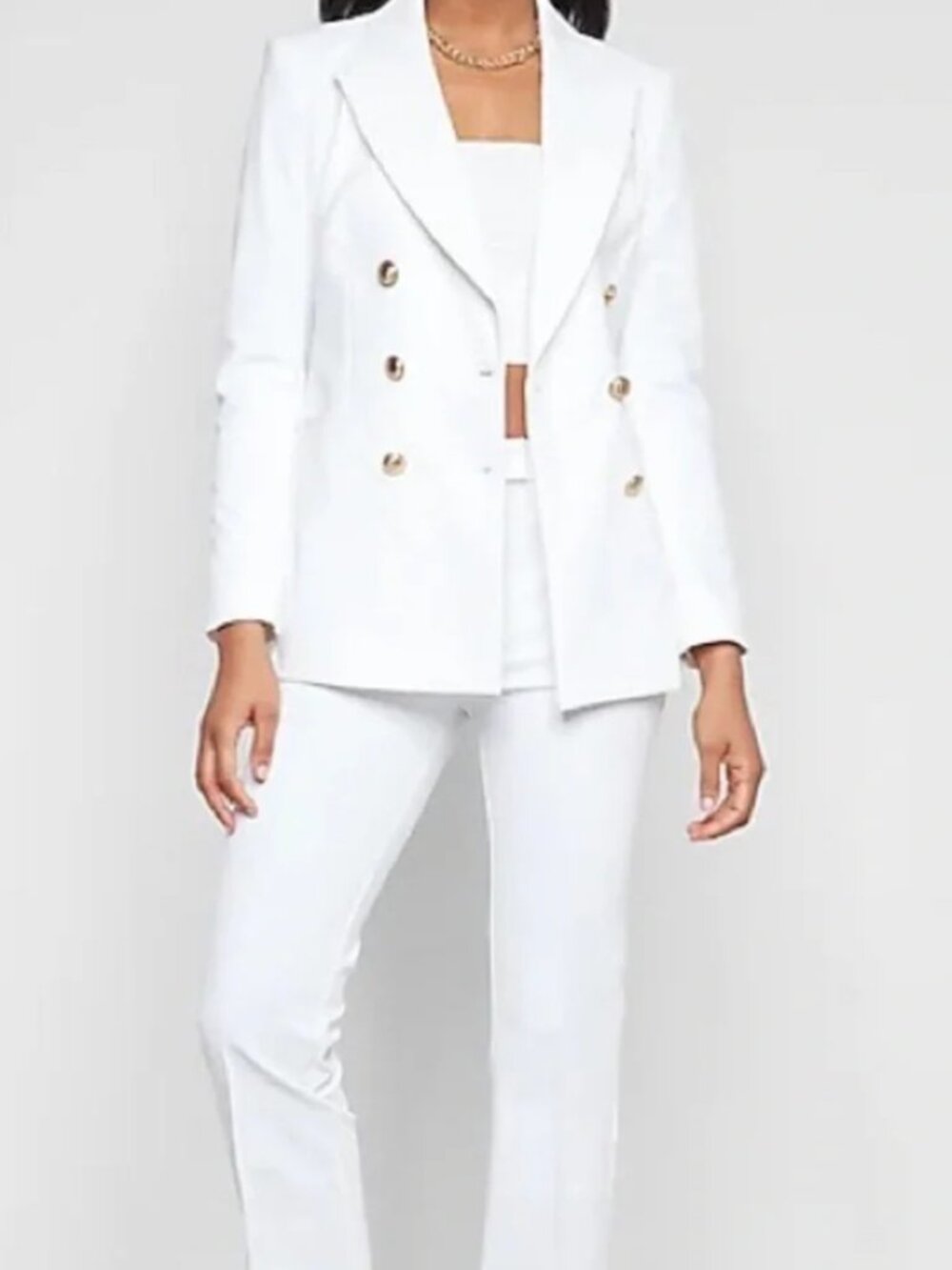 Express White Double Breasted Blazer with Gold buttons